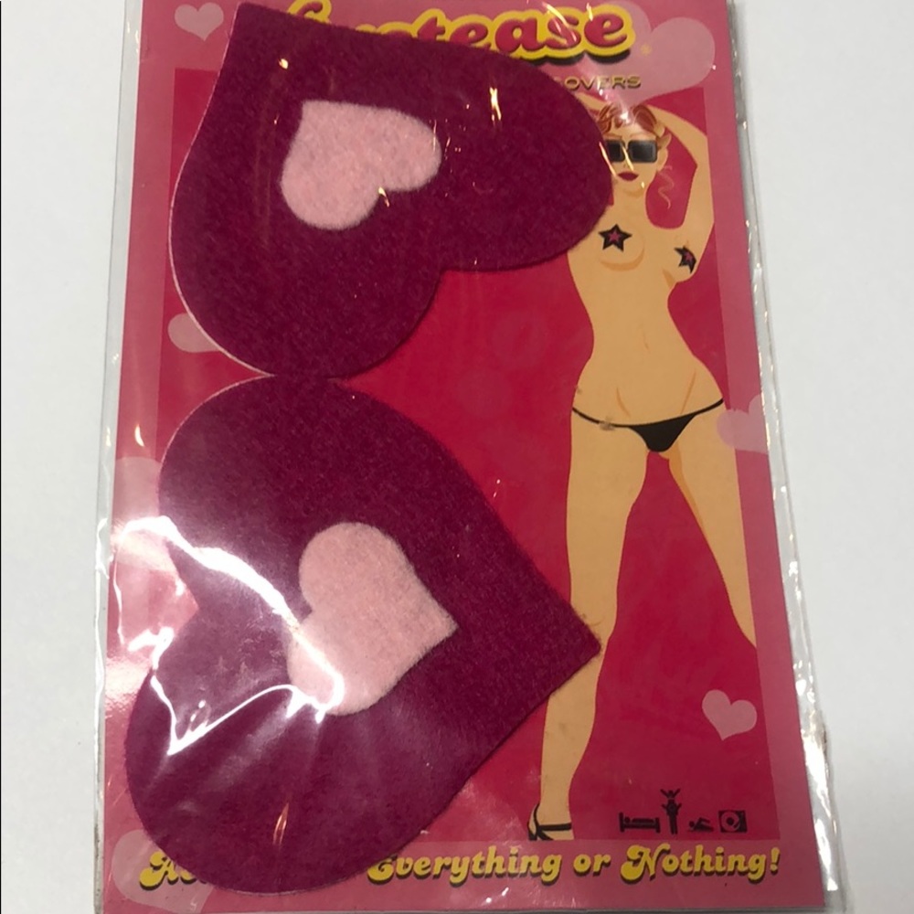 New Heart Pasties Adhesive Nipple Covers - Pink Burgundy